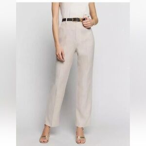 NWOT Reformation Freddie Straight Leg Linen Trousers Oatmeal Beige Pants Size 4